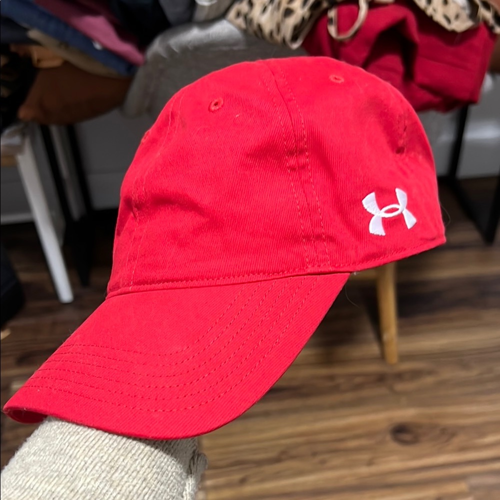 Under Armour Red Baseball Cap with Embroidered Logo